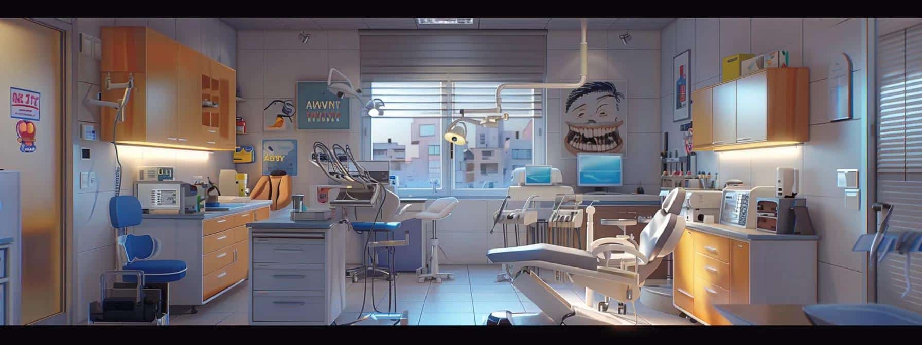 a modern dental clinic's consultation room showcases a professional, well-organized atmosphere with advanced diagnostic equipment prominently displayed, emphasizing a patient-centric approach to emergency extraction services.