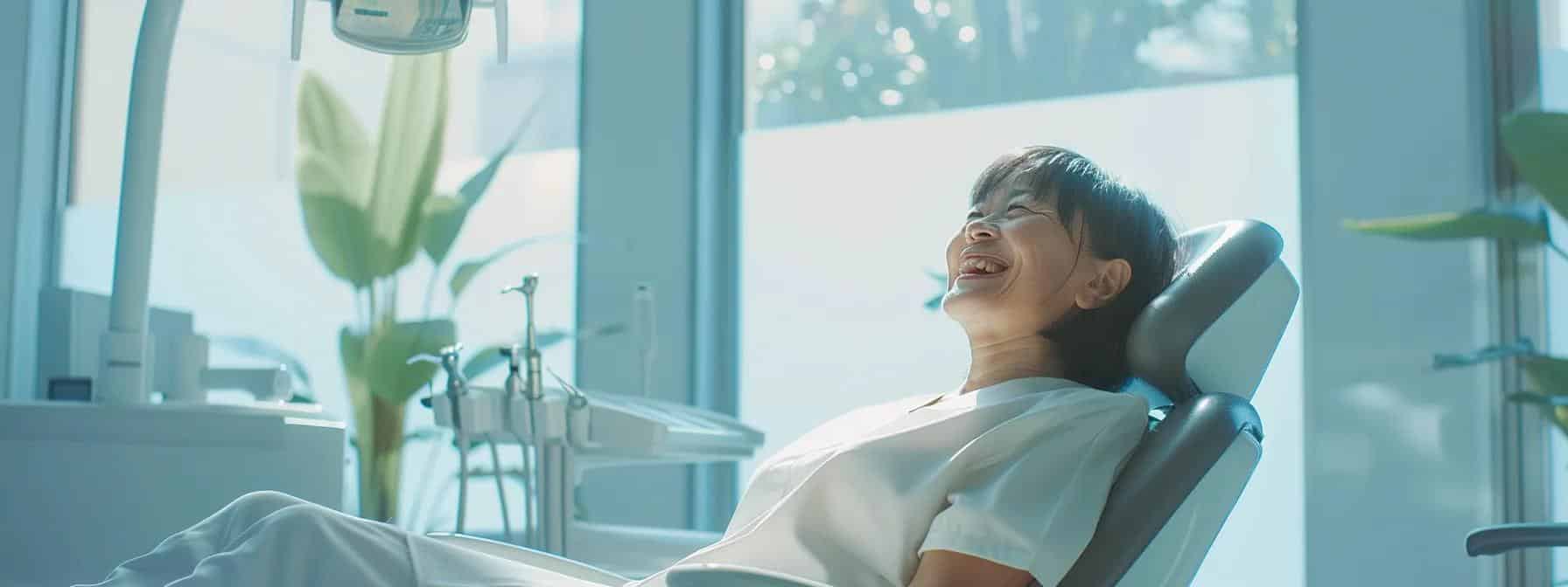 Elderly woman adjusting to life with new dentures, smiling confidently.