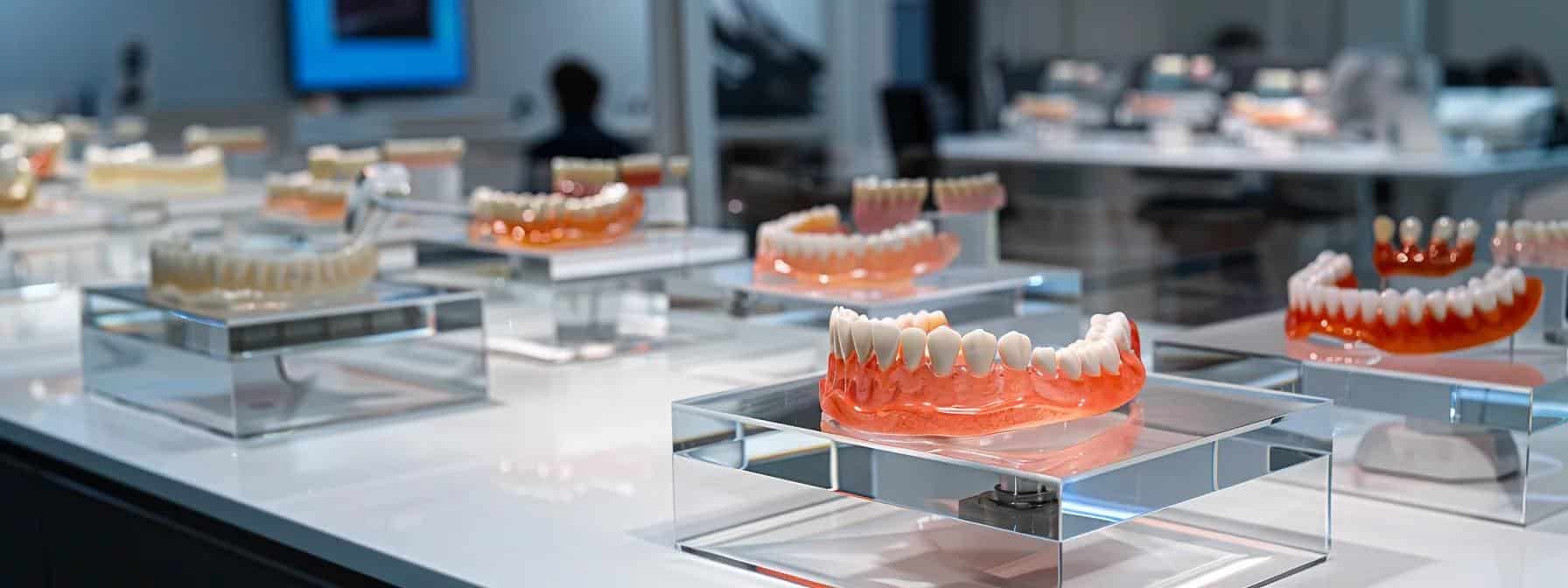Variety of dentures in Fort Worth showcasing different types and modern technology.