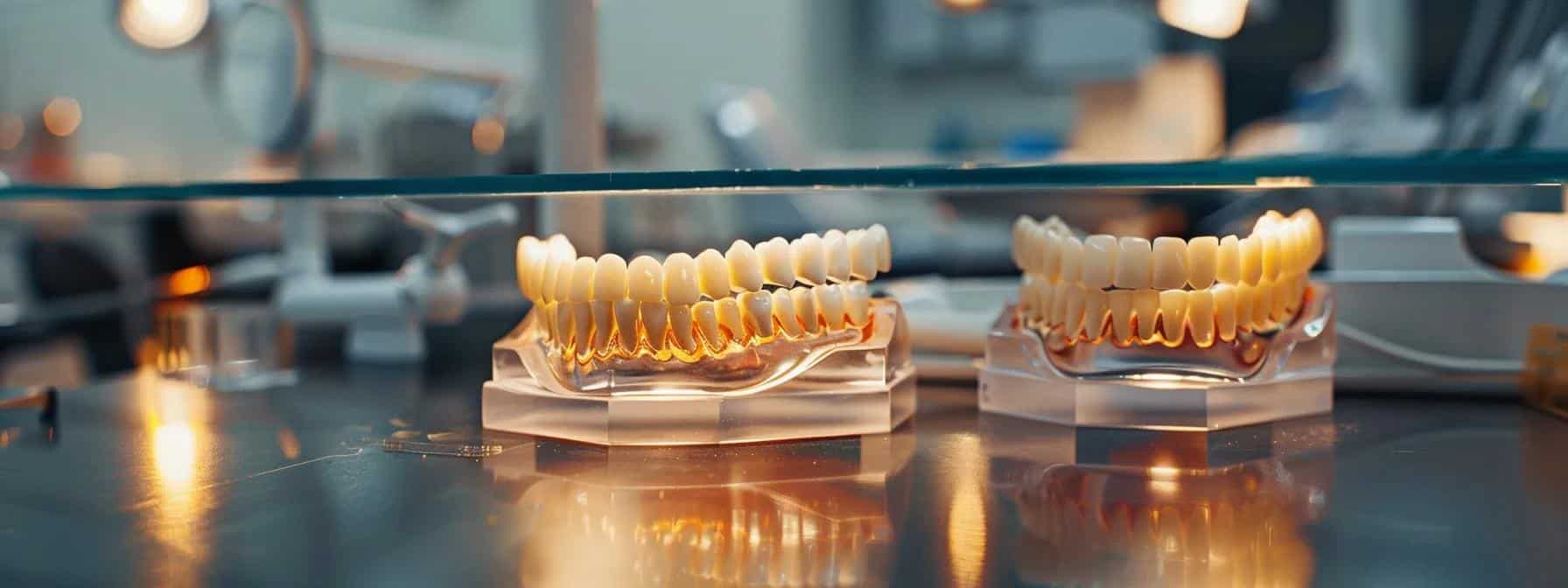 Illustration comparing natural teeth decay and denture resistance, highlighting oral hygiene importance.