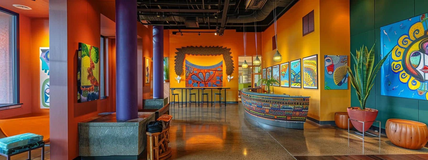 a welcoming dental clinic reception area in forth worth, featuring warm colors, local artwork, and friendly staff, emphasizing personalized care and community connection.