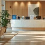 a welcoming dental office in lakeworth, texas, showcases a modern reception area with sleek furnishings and informative brochures on affordable dentures and implants prominently displayed.