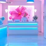 a brightly lit dental office reception in dallas, texas, featuring a welcoming front desk with a cheerful dental assistant ready to assist patients seeking affordable emergency dental care.