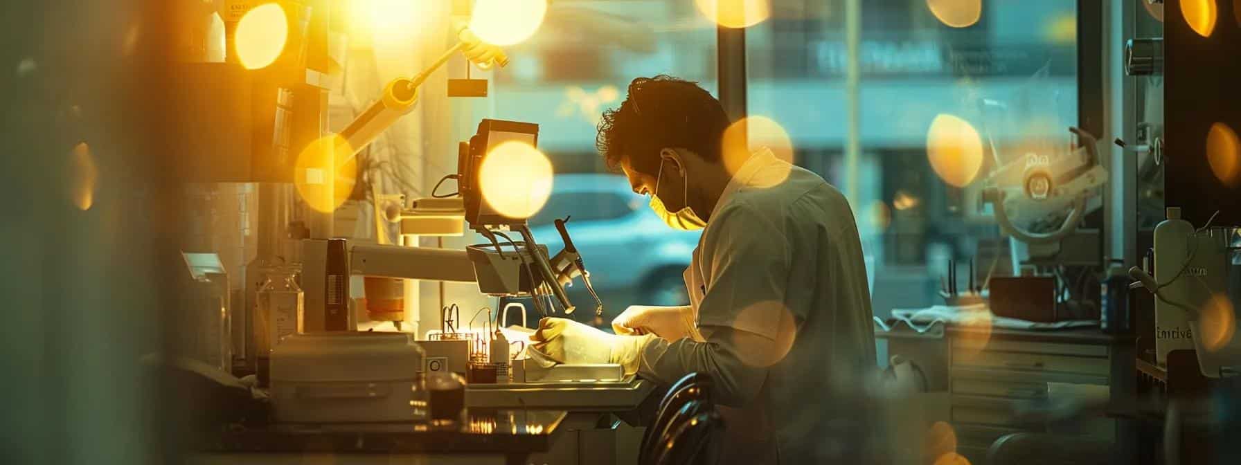 a focused, well-lit dental office scene showcases a patient receiving personalized follow-up care from a dental professional, highlighting the importance of monitoring healing progress and maintaining oral hygiene after an emergency treatment.