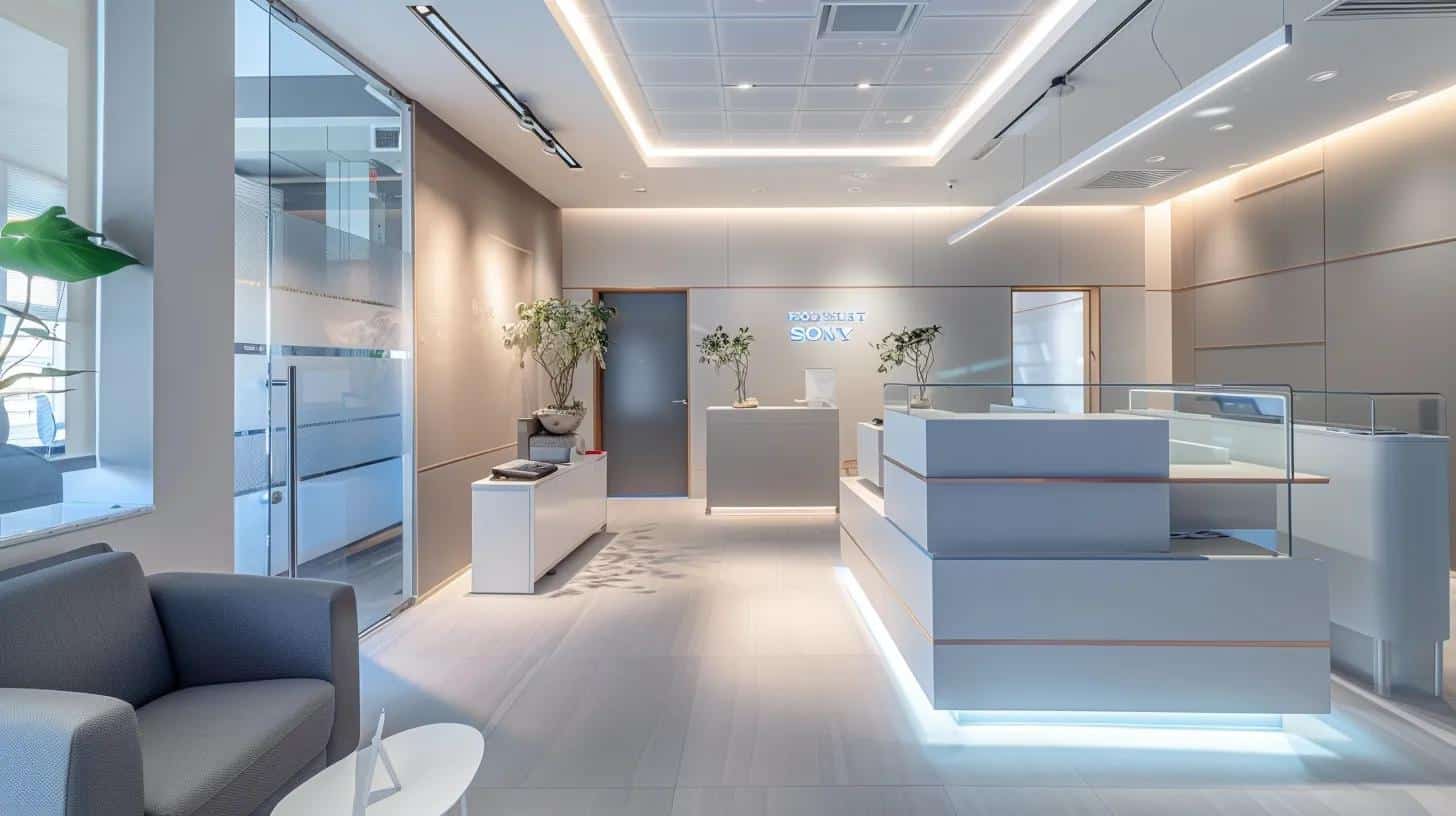 an elegant dental clinic interior, showcasing advanced implant technology and a welcoming consult area, illuminated by soft, modern lighting to emphasize professionalism and care.