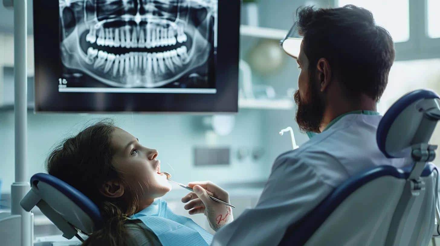 a sleek, modern dental office setting showcases a confident patient discussing their dental implant concerns with a knowledgeable dentist, surrounded by advanced dental equipment and educational materials on implant functionality.