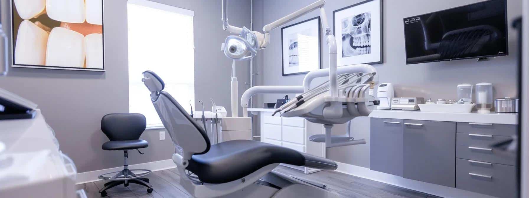 a modern dental clinic in denton showcases a sophisticated treatment room, featuring a sleek dental chair and advanced imaging technology, symbolizing the innovation and reliability of dental implants as a premier tooth replacement solution.