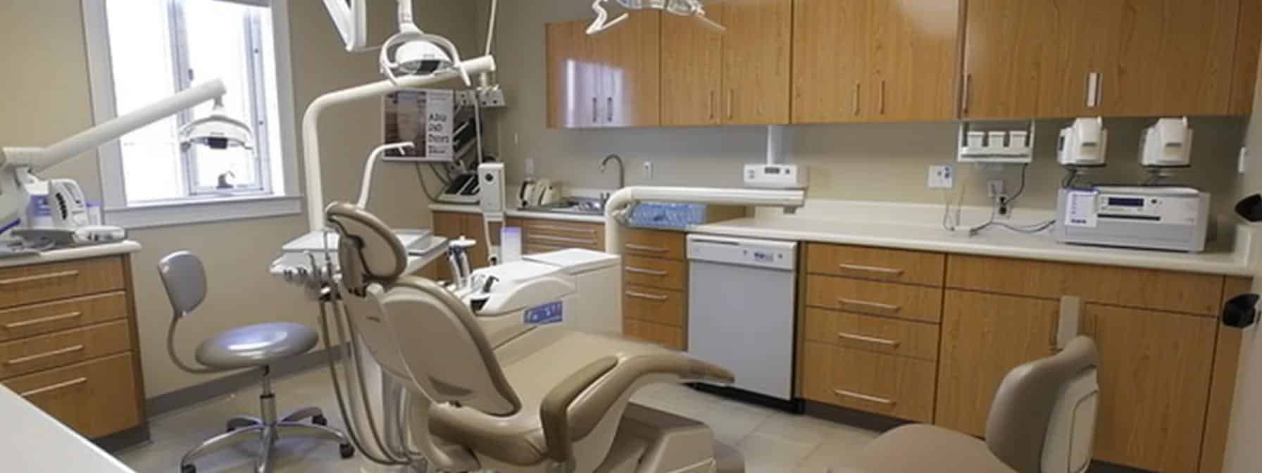 a professional dental office with a pristine treatment room featuring a comfortable dental chair, modern dental equipment, and a focused patient attentively listening to a dentist providing post-root canal care instructions.