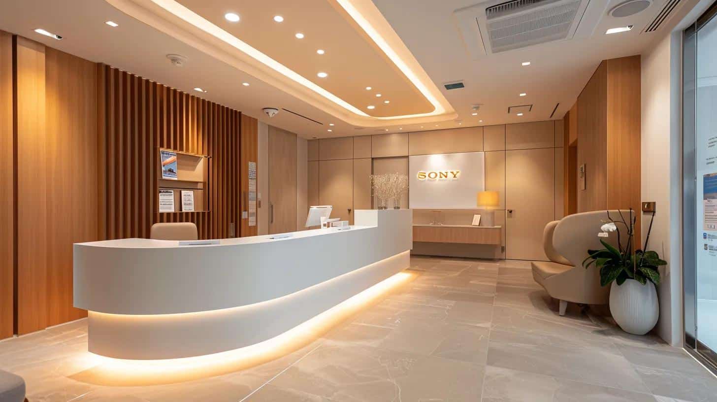 a sleek, modern dental clinic reception area featuring a professional-looking dental implant consultation setup with advanced technology, pristine decor, and informational brochures prominently displayed, emphasizing affordability and transparency in pricing.