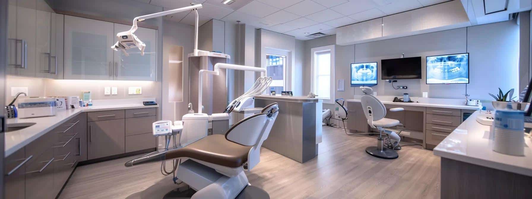 a sleek, modern dental office interior features a polished table displaying diverse payment plan options for root canal treatments, illuminated by soft overhead lighting that emphasizes the clarity and professionalism of the financial information.