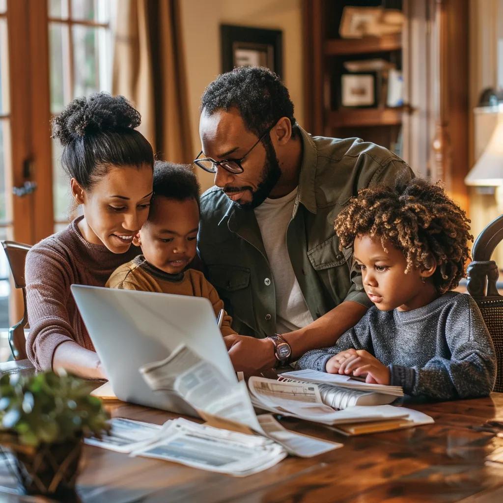 Family discussing utility bill assistance options at home