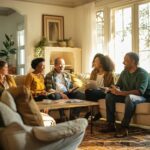 Group discussing affordable payment plans in a cozy living room