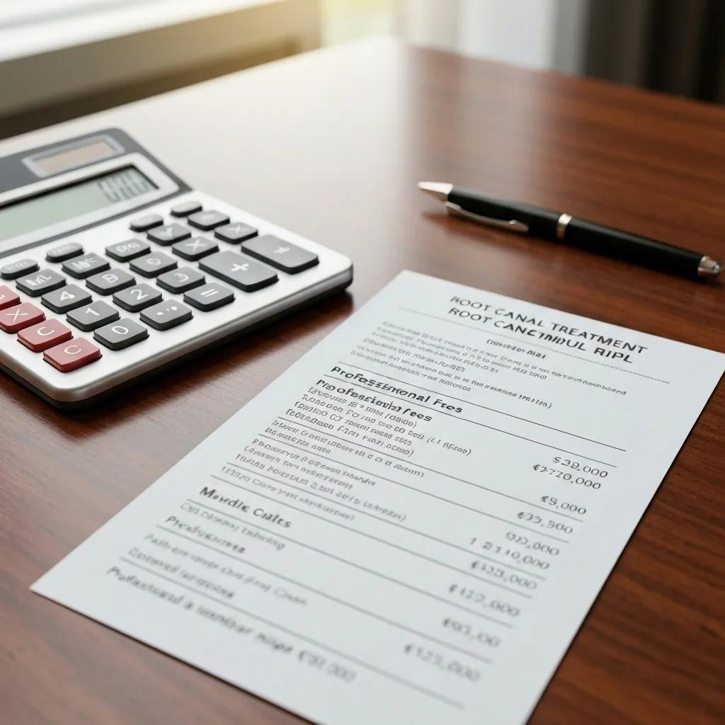 Close-up of a dental bill detailing root canal costs, highlighting financial considerations for patients