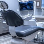 a modern dental clinic in lake worth, featuring a sleek dental chair and advanced imaging technology, illuminated by bright, clinical lighting, emphasizes the precision and innovation of dental implants.
