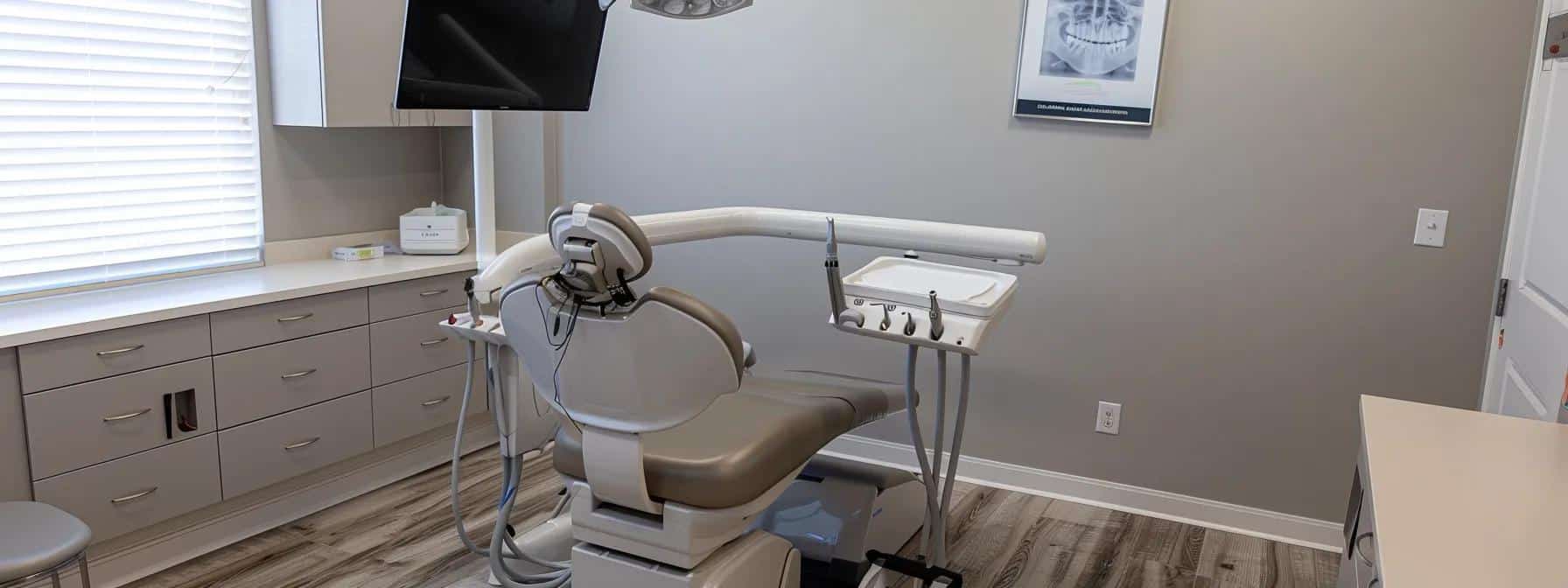 a modern dental clinic in lake worth features a sleek, high-tech treatment room equipped with advanced dental implant technology, exuding a sense of professionalism and care.