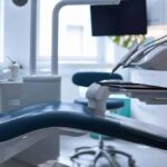 a modern dental clinic with a sleek surgical setup showcases a dentist skillfully placing a dental implant, emphasizing the advanced technology and personalized care involved in restoring smiles and maintaining oral health.