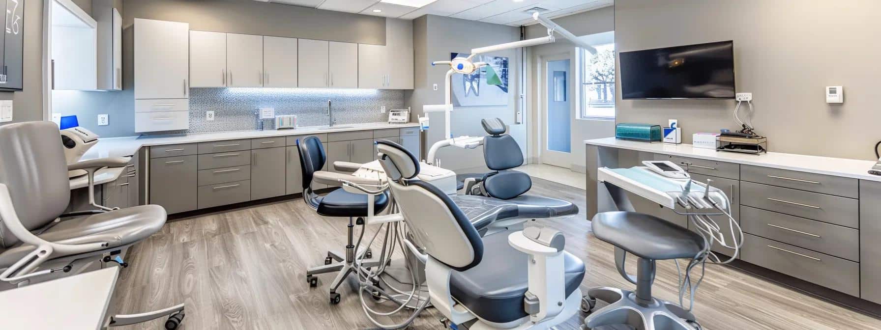 a modern dental office in lake worth, featuring sleek, high-tech dental equipment and a welcoming atmosphere, conveying a sense of professionalism and trust for the dental implant process.