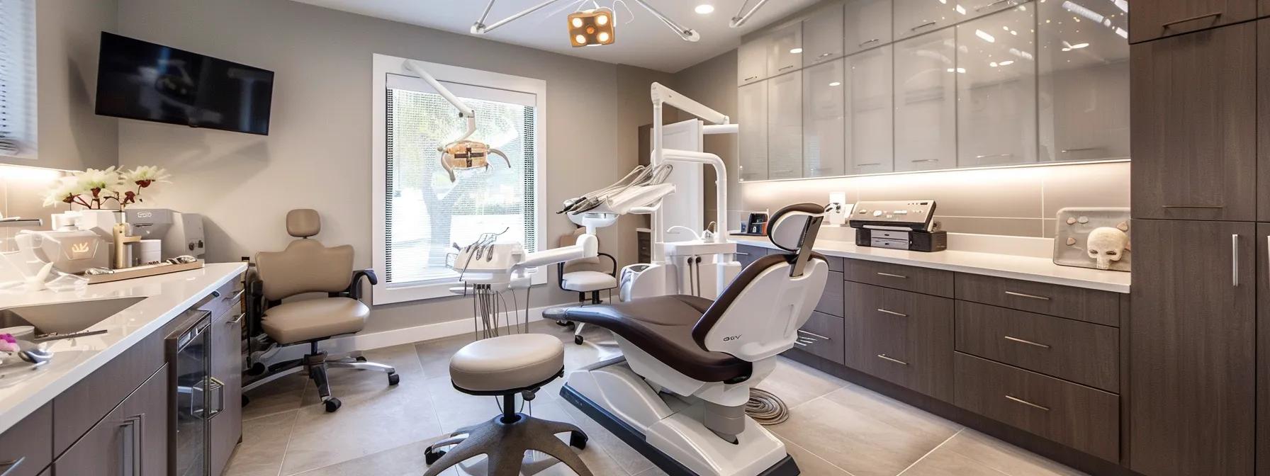 a modern dental office in lake worth, featuring a sleek treatment room with advanced dental equipment and an inviting atmosphere, symbolizing the transformative journey of dental implant financing.