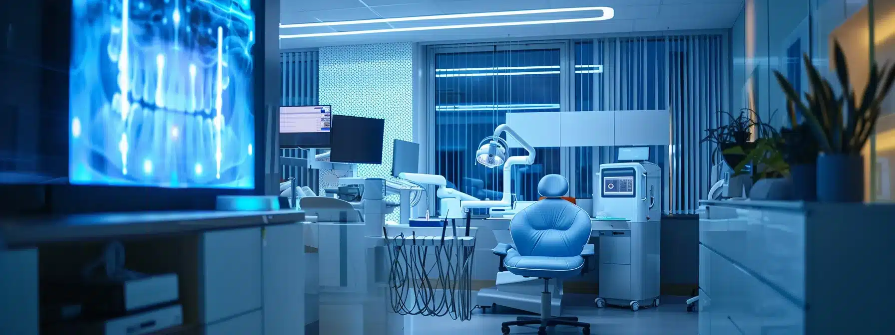a modern dental office with sleek equipment and a welcoming atmosphere, showcasing various extraction services and aligning treatments, emphasizing professionalism and care in a clinical environment.