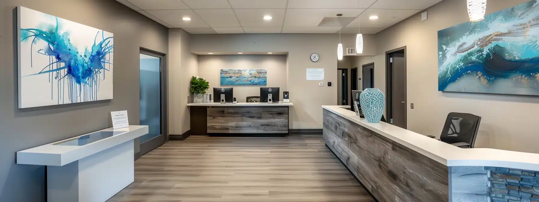 a sleek and modern office space in lake worth, texas, showcases a confident professional discussing transparent extraction service solutions, illuminated by soft, focused lighting that highlights the importance of accessible health care practices.