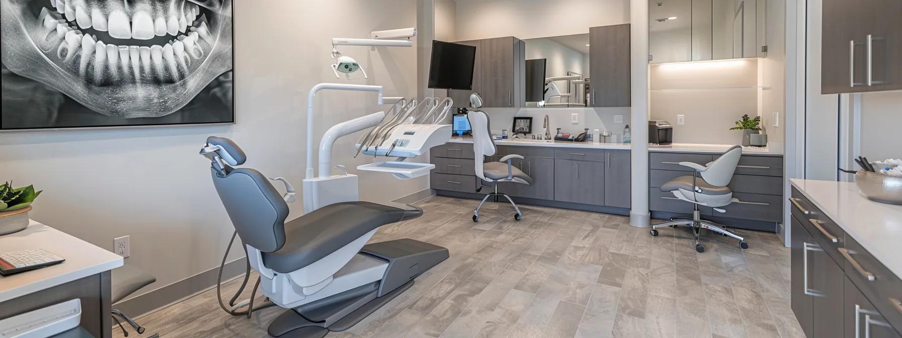 a sleek dental clinic in lake worth showcases a modern treatment room with gleaming equipment and an inviting atmosphere, emphasizing the advanced technology and benefits of dental implants.
