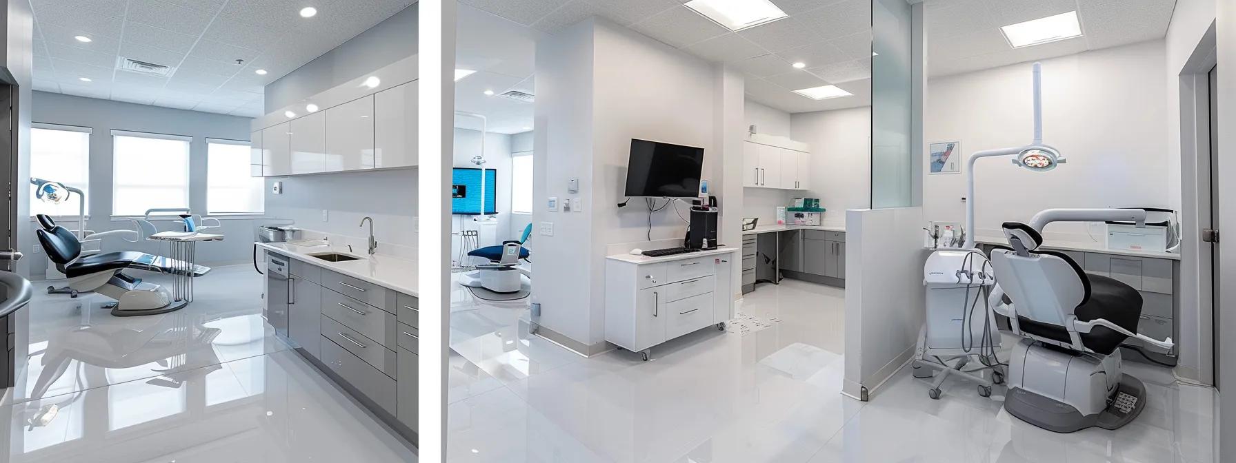 a sleek, modern dental clinic in lake worth, showcasing advanced technology and a professional dental implant specialist consulting with a patient in a bright, sterile environment.