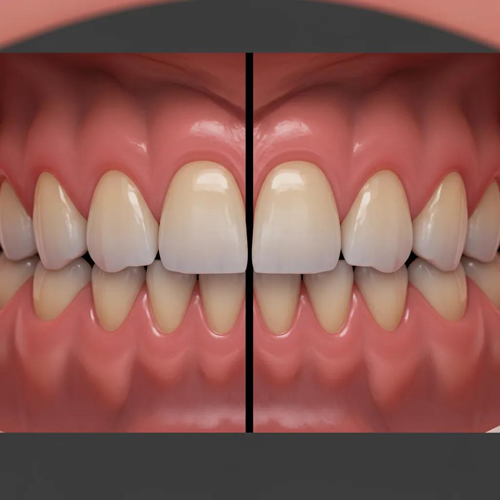 Comparison of healthy gums and inflamed gums, illustrating symptoms of gum disease