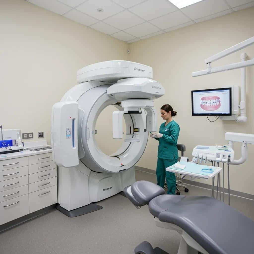 Cone beam CT scanner in a modern dental office