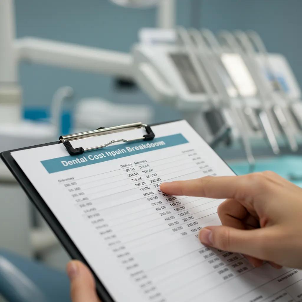 Detailed breakdown of dental implant costs in a dental office setting