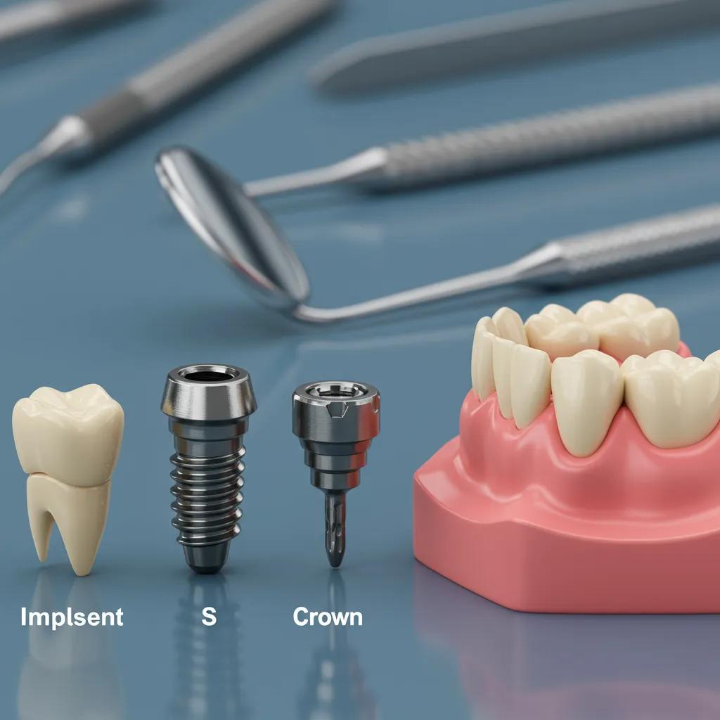 Detailed view of dental implant components highlighting cost factors