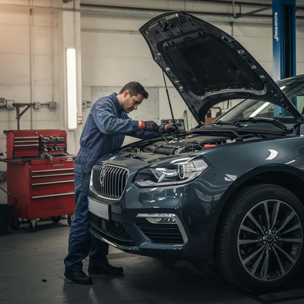 Mechanic working on a car in a garage, representing auto repair financing options