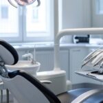 a modern dental clinic setting showcases a confident patient smiling with pristine dental implants, surrounded by advanced technological equipment and a skilled dentist preparing for a procedure, emphasizing the importance of professional care and maintenance for lasting oral health.