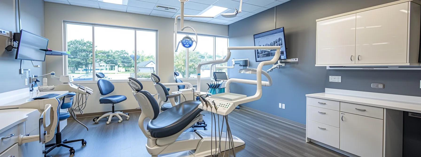 a modern dental office in mansfield, featuring advanced dental technology and a professional dentist conducting a comprehensive gum health evaluation, emphasizing the importance of personalized care in securing successful dental implants.