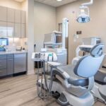 a polished dental clinic in lake worth, featuring advanced technology and a gleaming setup, highlights a dental implant procedure underway, showcasing the precision and sophistication of modern tooth replacement solutions.