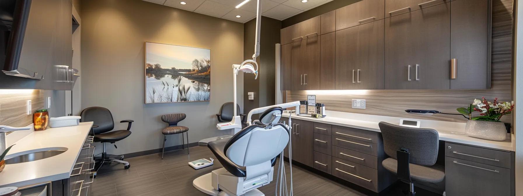 a serene dental office setting features a calming environment with a knowledgeable dental professional attentively discussing anxiety management strategies with a visibly relaxed patient, illuminated by soft, warm lighting to enhance the feeling of comfort and reassurance.