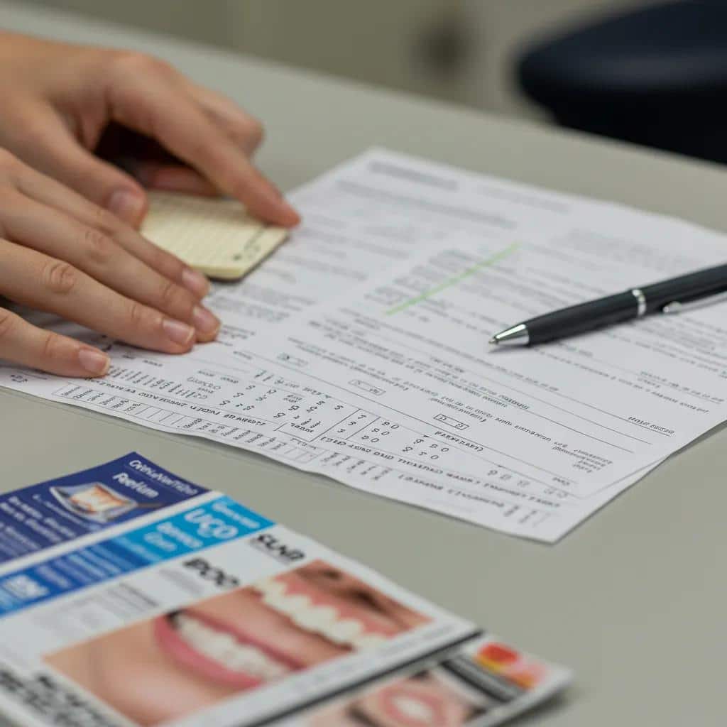 Patient preparing medical records and questions for a dental implant consultation
