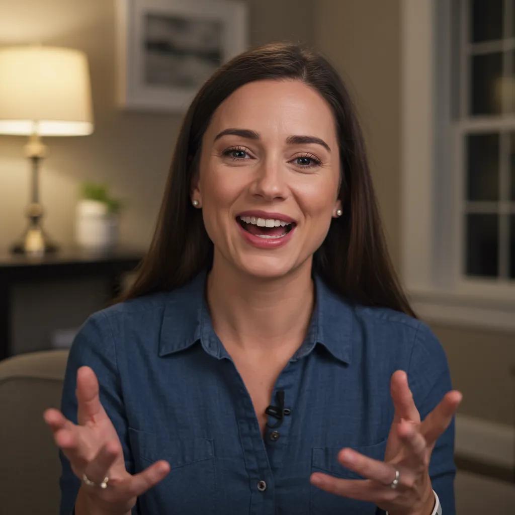 Patient sharing their positive dental implant experience in a warm, inviting setting