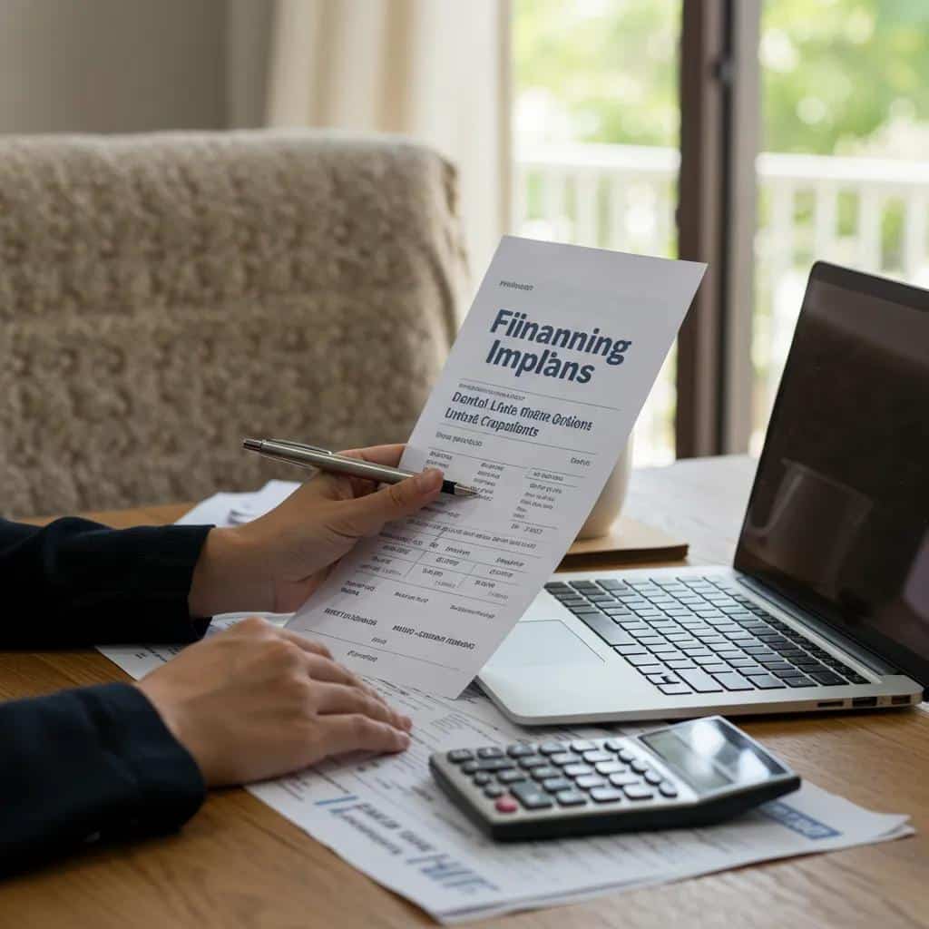 Person reviewing dental financing options at home, highlighting affordability and planning