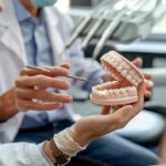 Dental consultation on implants and dentures in a modern dental office