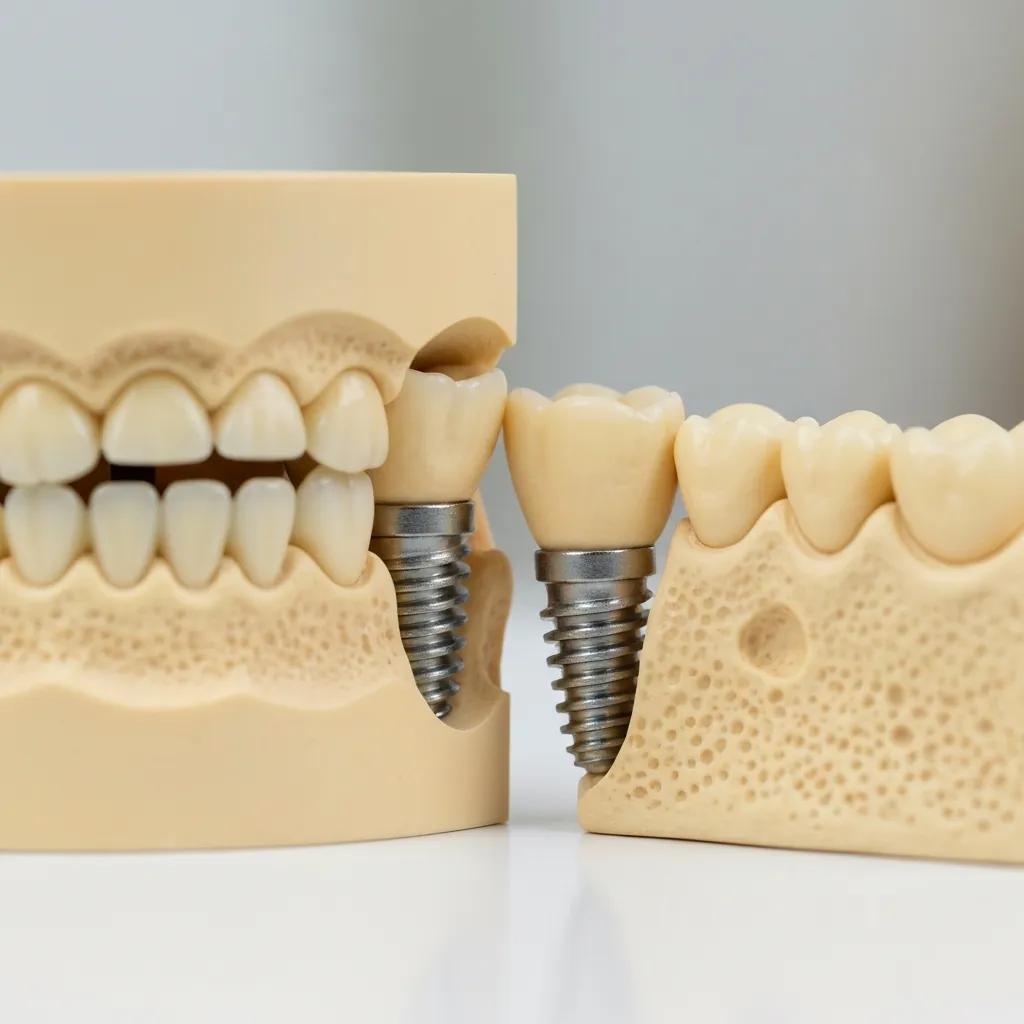 Close-up of dental implant model demonstrating comfort factors
