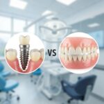 Comparison of dental implants and dentures highlighting comfort and modern dental solutions