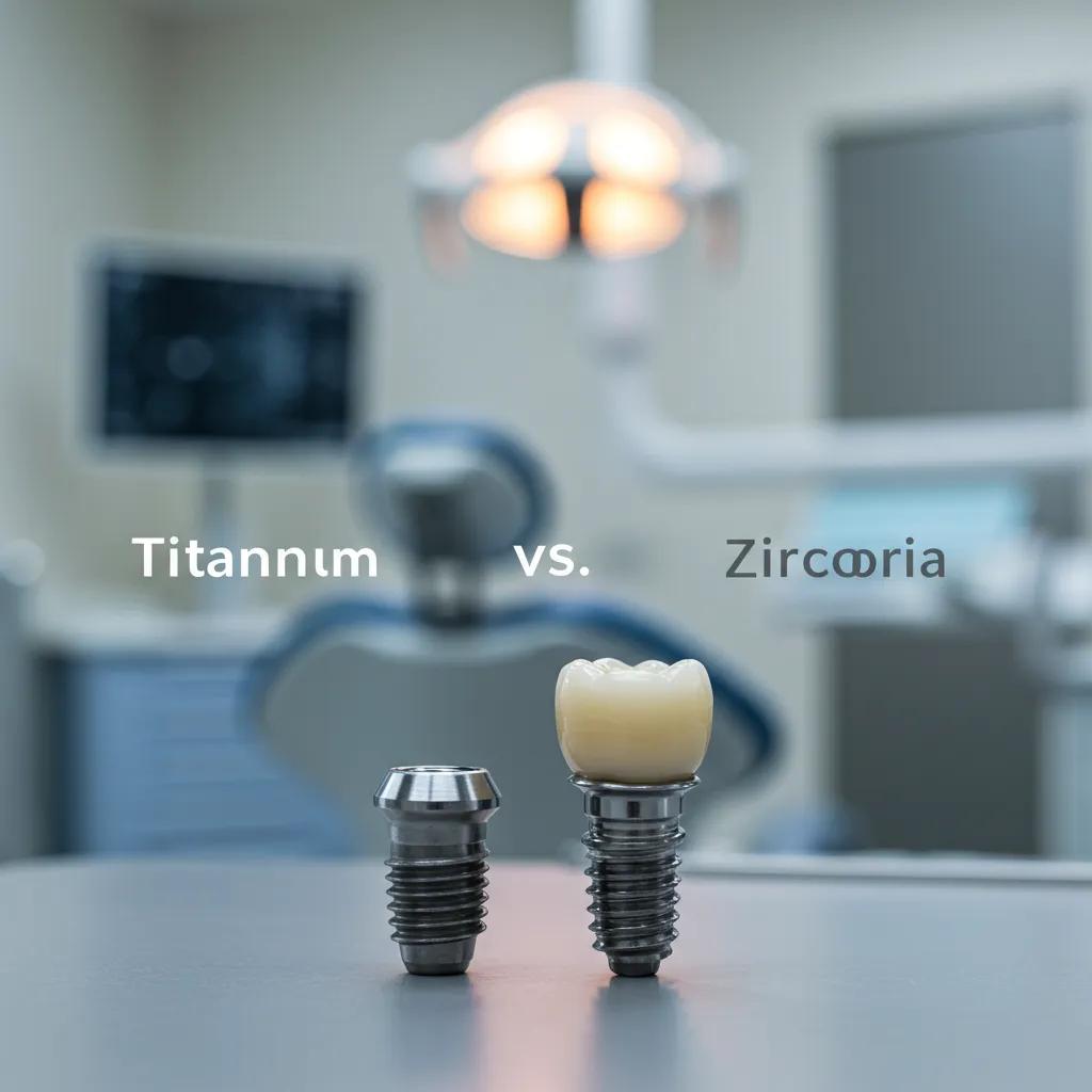 Comparison of titanium and zirconia dental implants highlighting their differences
