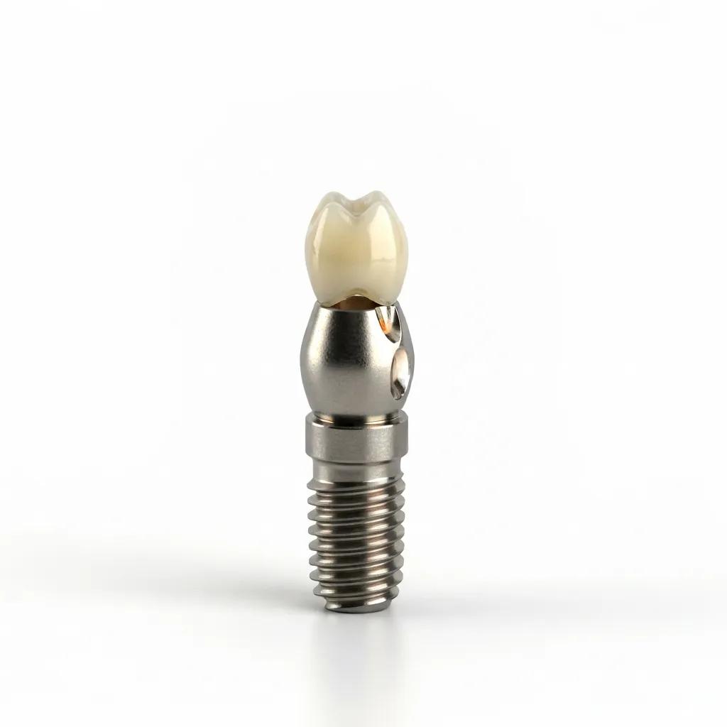 Components of a dental implant including post, abutment, and crown