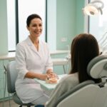 Dental consultation about implants in a modern office