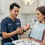 Dental consultation about implants in a welcoming clinic environment
