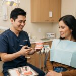 Dental consultation about implants in a welcoming clinic environment