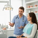 Dental consultation on implants and dentures in a modern clinic