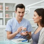Dental consultation on implants and dentures in a modern dental office