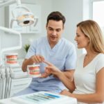 Dental consultation on implants and dentures in a modern dental office