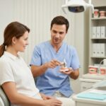 Dental consultation on implants and dentures in a modern office